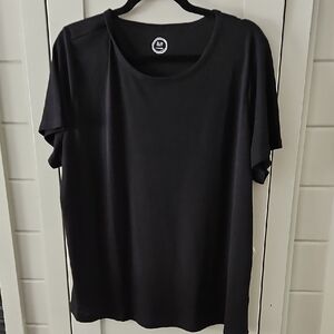 #154 Maurices Black Ribbed Short Sleeve Tee Sz2x Ptp 25